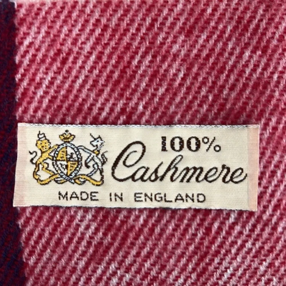 NWOT Vintage 100% Cashmere Unisex’s Plaid Scarf England 12,5x54 inches